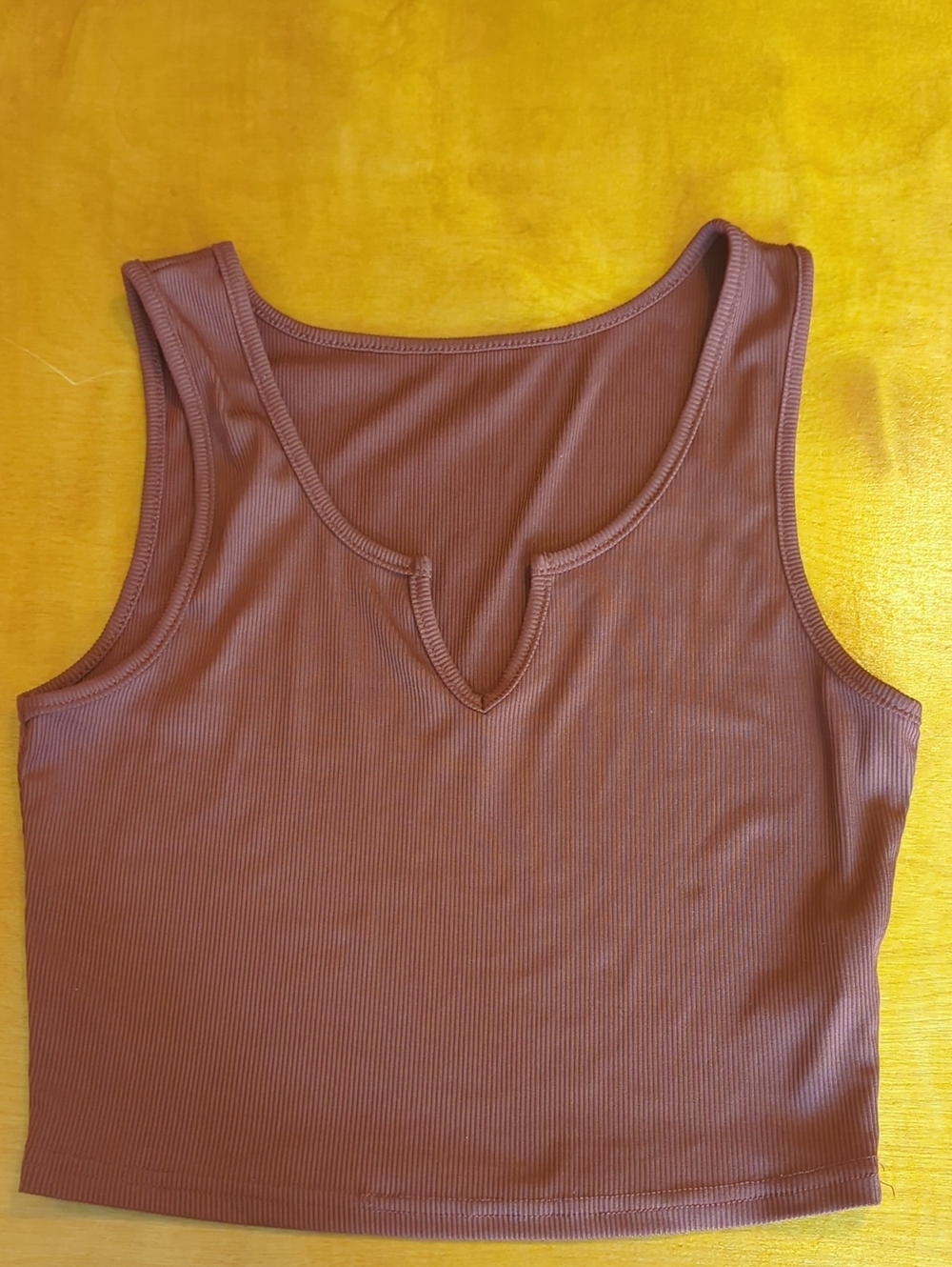 Everyday Ribbed Crop Tank Top in Brown